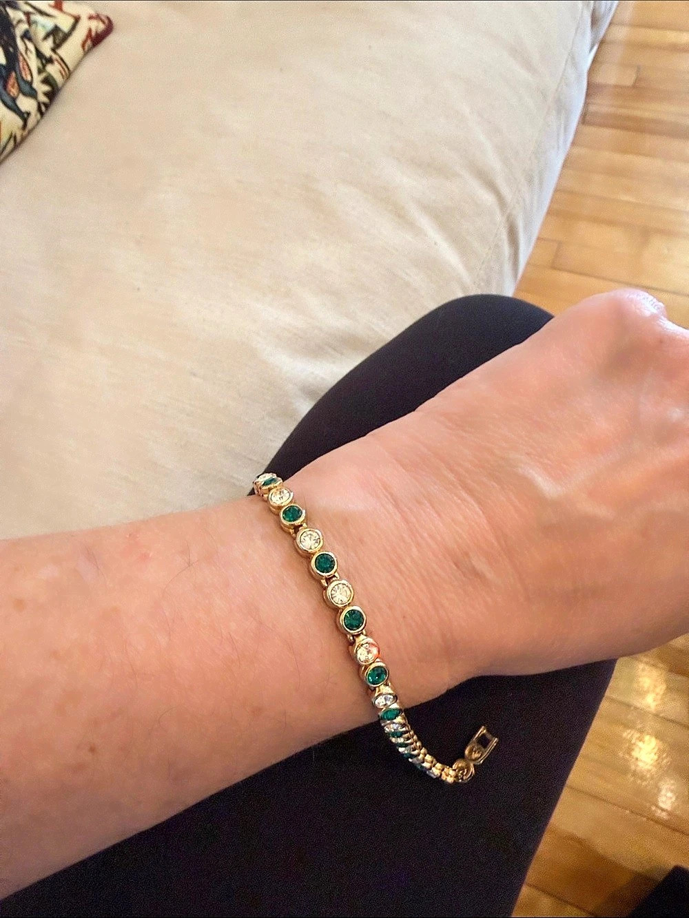 Gold & Green and diamond CIBC zirconia Tennis Bracelet
